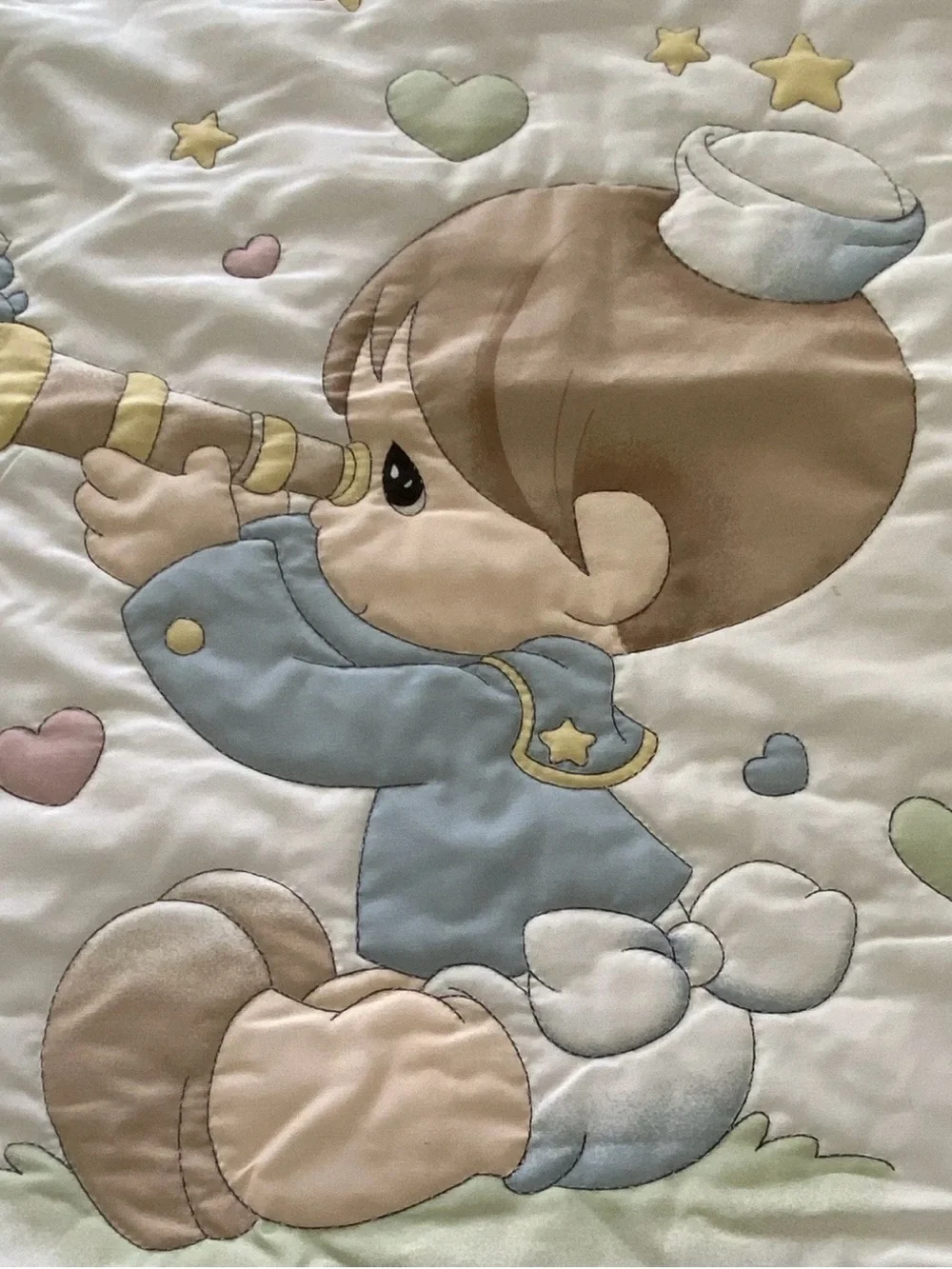 Vintage quilted Precious Moments crib/toddler bed quilt